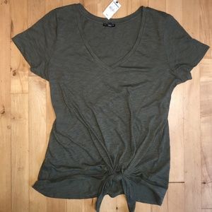 Olive Green Tie V-neck